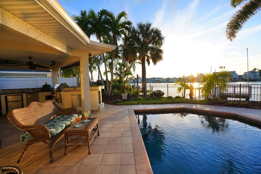 Covered patio by the pool