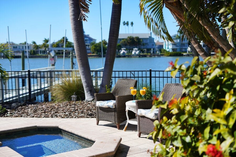 Hot tub beside the pool, Intracoastal beyond